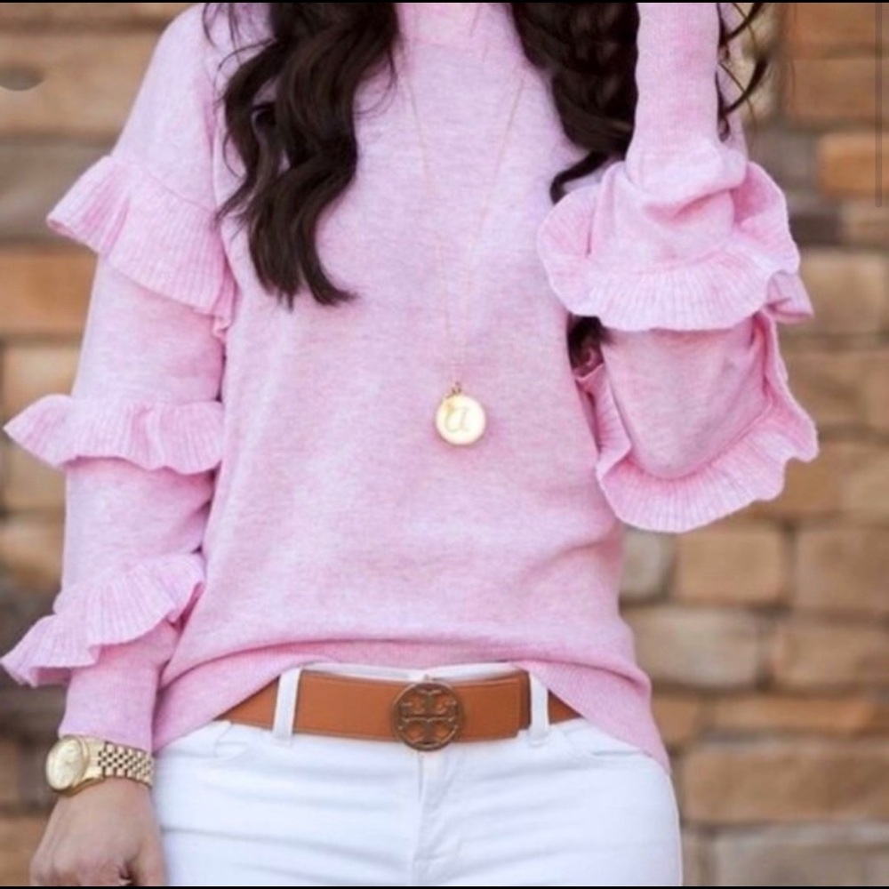 NWOT pink ruffle sweater